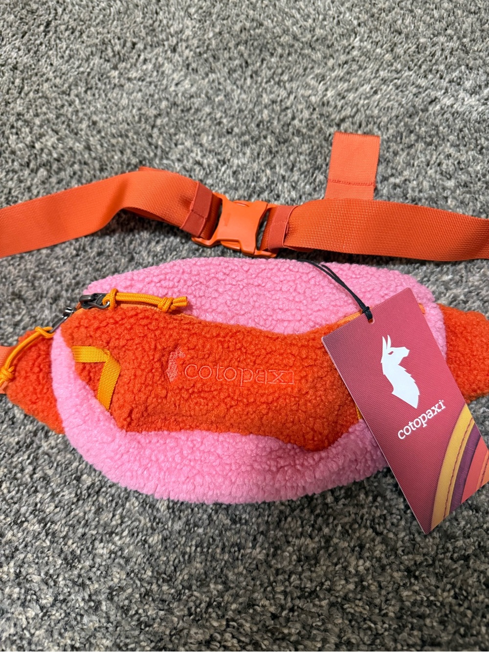 cotopaxi Pink and Orange Sherpa Fleece Waist Pack